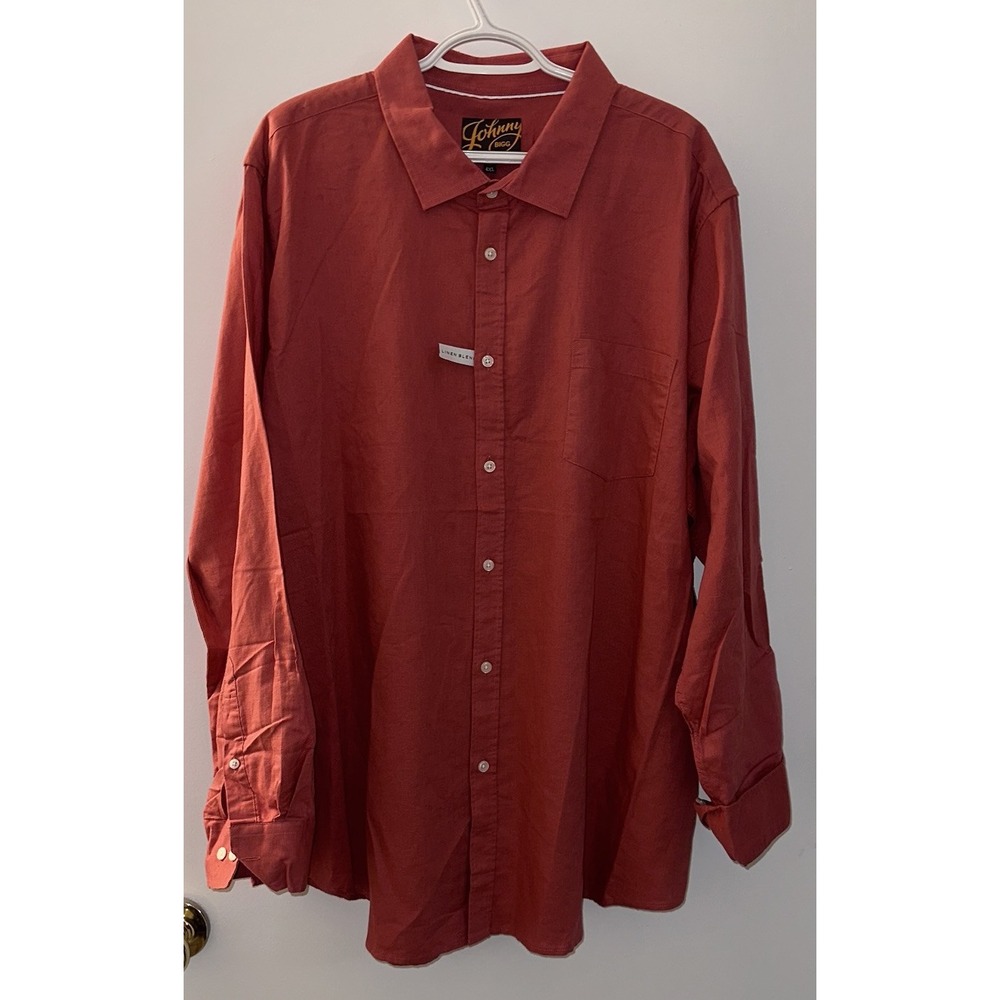 Johnny Bigg Shirt Mens 4XL Shirt Long Sleeve Button Down Collar Dressy Rust